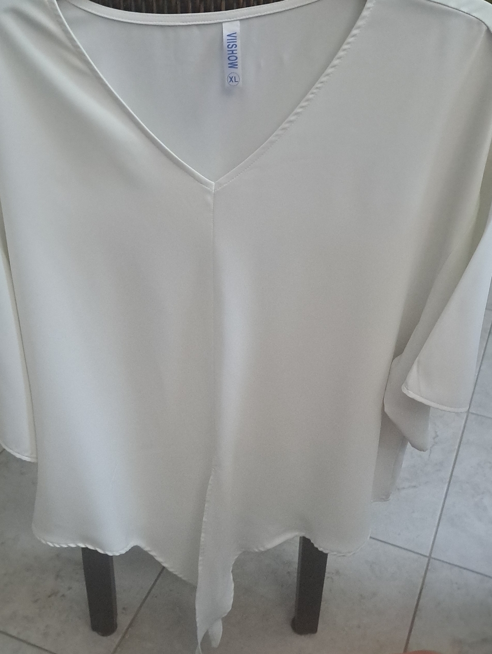 White V-Neck Womens Top
